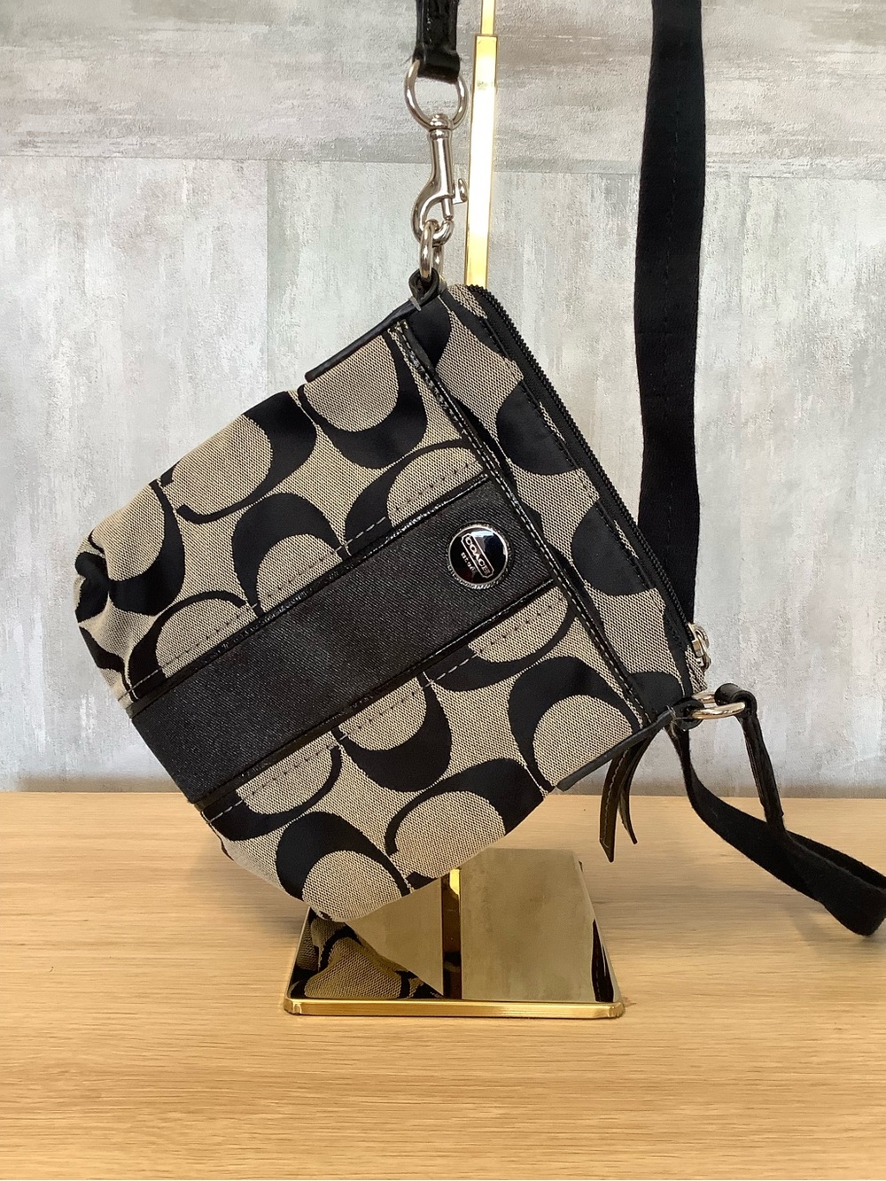 Coach Black and Tan Signature Crossbody Bag